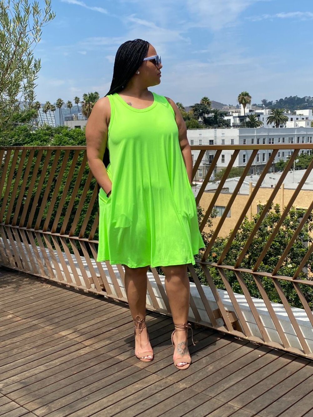 Plus Size Green Neon Swing Dress